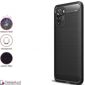 Carbon guminis dėklas - juodas (telefonams (Xiaomi Redmi Note 10/Note 10S/Poco M5S)